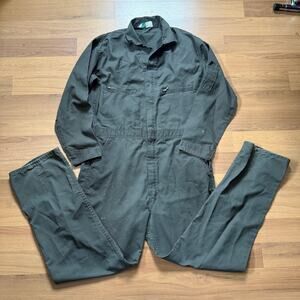 Men's Vintage 1970's Key Imperial Dark Green Work Jumpsuit Coveralls Sz XL VTG